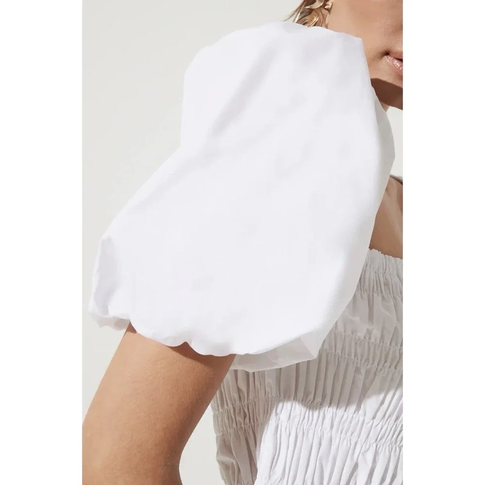 Revolve Asrt The Label Savina White Puff Sleeve Blouse Shirt Sz L Going Out Top